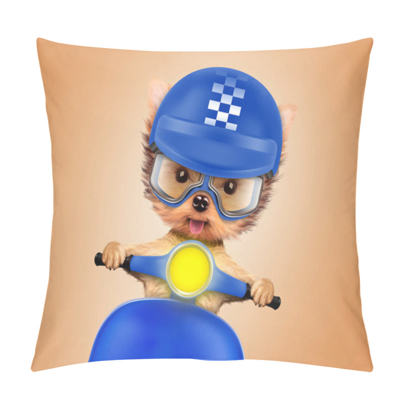 Personality  Adorable Puppy Sitting On A Motorbike Pillow Covers