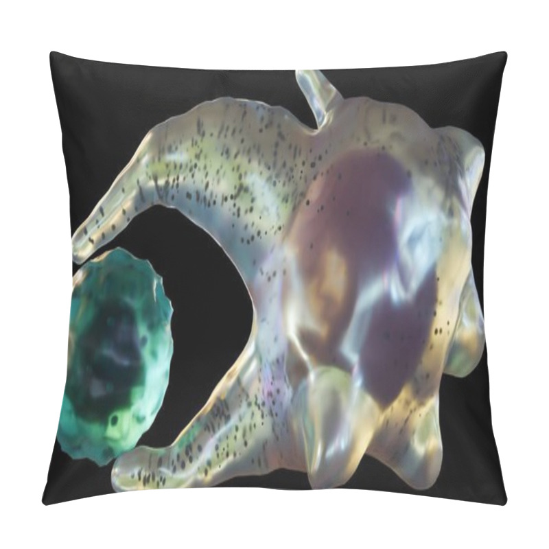 Personality  Phagocytosis Is A Cellular Process Where Specialized Cells Called Phagocytes Engulf And Digest Foreign Particles, Such As Bacteria, Viruses, And Cellular Debris; 3D Rendering. Pillow Covers