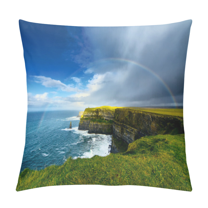 Personality  Rainbow Above Cliffs Of Moher. Pillow Covers