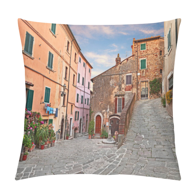 Personality  Castagneto Carducci, Leghorn, Tuscany, Italy: Picturesque Ancient Corner In The Old Town Of The Village Where He Lived The Italian Poet Giosue Carducci Pillow Covers