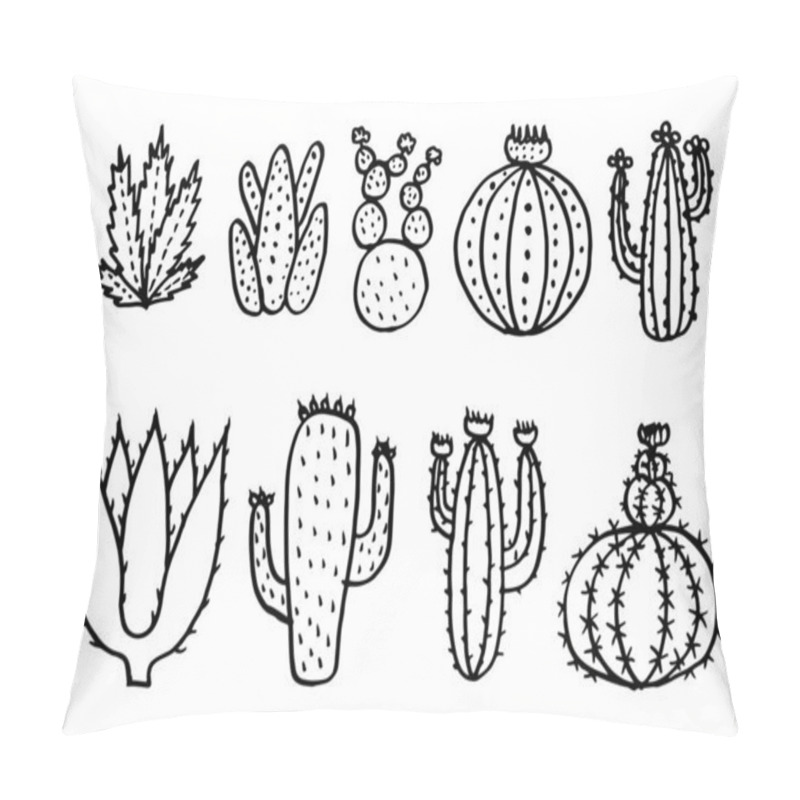 Personality  Cactus Vector Illustrations, Hand Drawn Vector Succulents. Pillow Covers