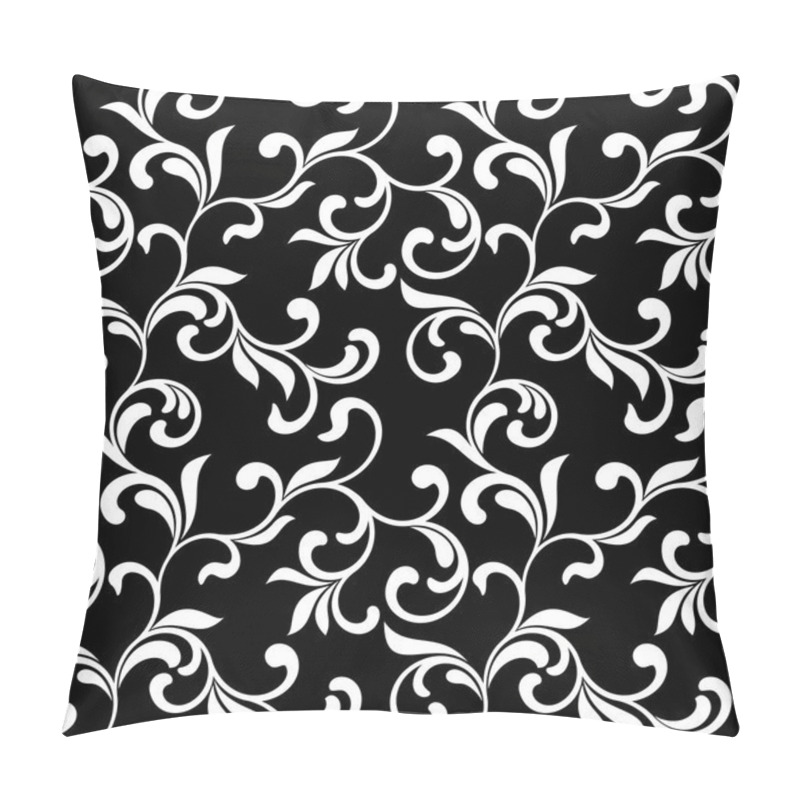 Personality  Floral Seamless Pattern. White Swirls And Foliage Isolated On A Black Background. Ideal For Textile Print And Wallpapers. Pillow Covers