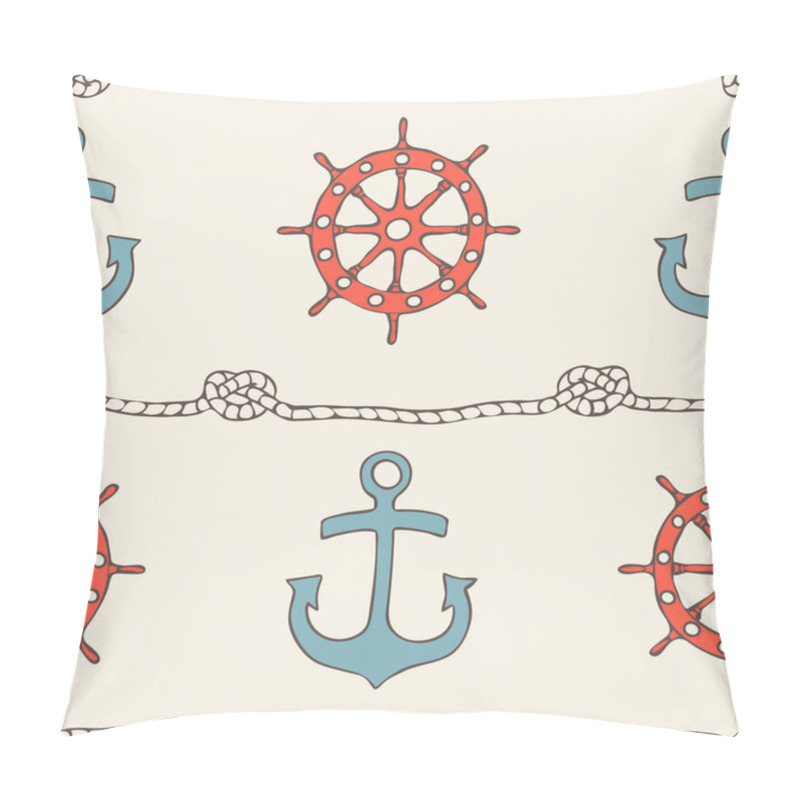 Personality  Seamless Vector Pattern With Anchor And Ship Wheel On Light Yellow Background. Simple Nautical Wallpaper Design. Decorative Marine Fashion Textile. Pillow Covers