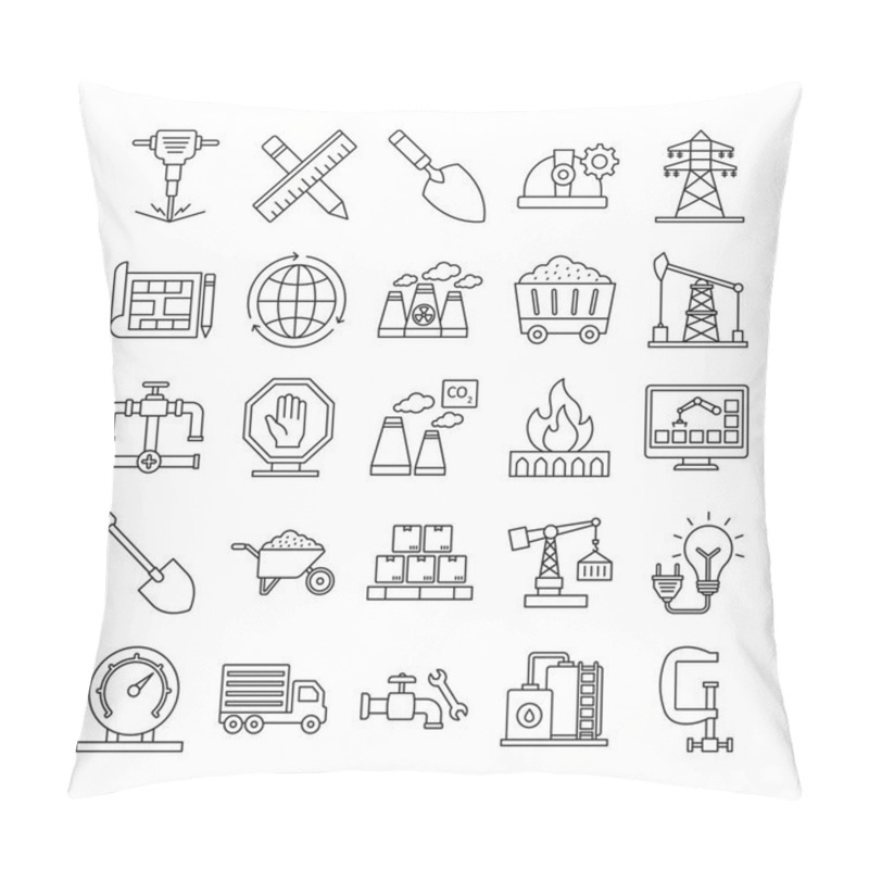 Personality  Industrial And Construction Isolated Vector Icons Set Every Single Icon Can Be Easily Modified Or Edit Pillow Covers