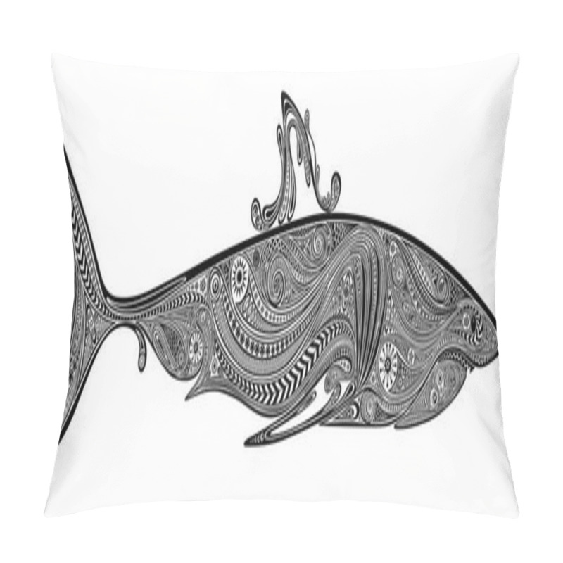 Personality  Abstract Vector Silhouette Of A Shark Of Beautiful Patterns Pillow Covers