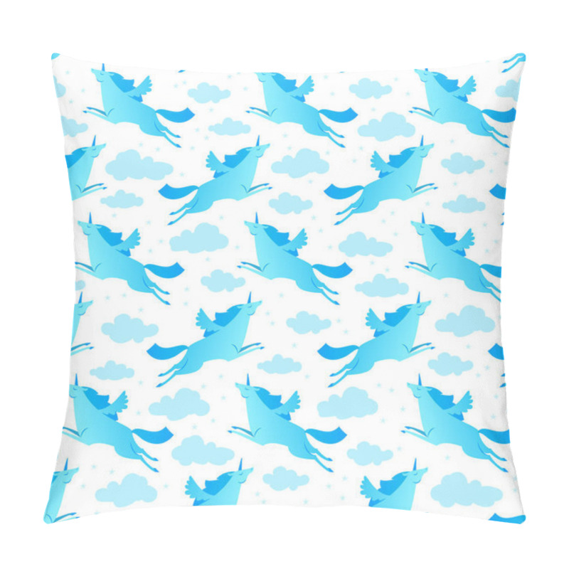 Personality  Unicorns Blue And White Seamless Pattern Pillow Covers