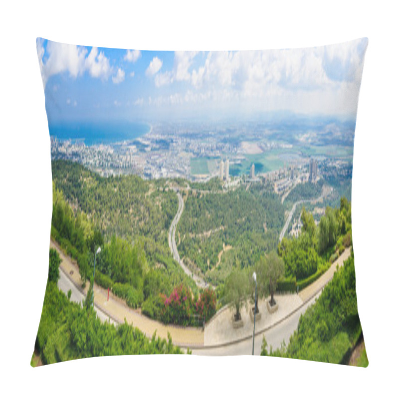 Personality  Panoramic View Of The Bay Of Haifa Pillow Covers