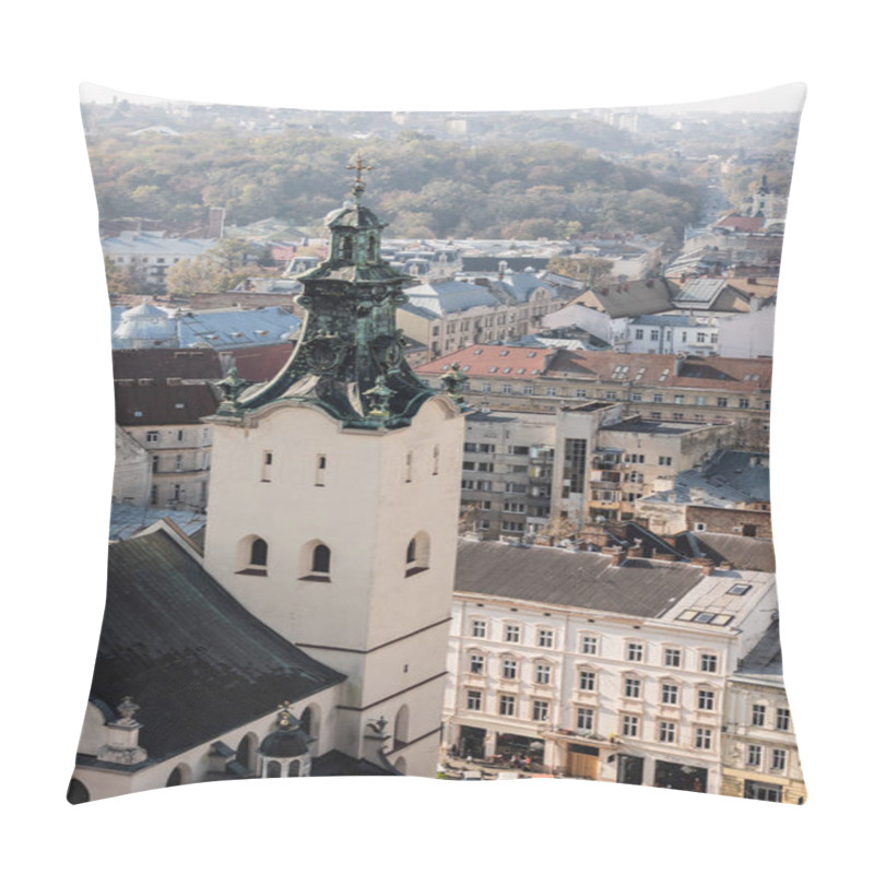 Personality  Aerial View Of Carmelite Church And Houses In Historical Center Of Lviv, Ukraine Pillow Covers