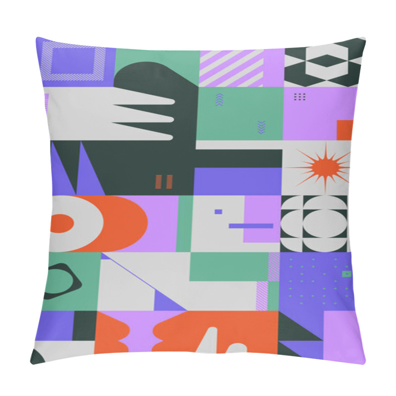 Personality  Neo Modernism Artwork Pattern Made With Abstract Vector Geometric Shapes And Forms. Simple Form Bold Graphic Design, Useful For Web Art, Invitation Cards, Posters, Prints, Textile, Backgrounds. Pillow Covers