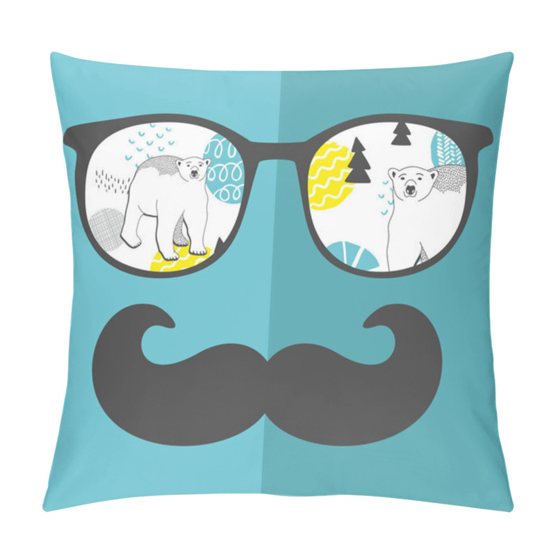 Personality  Portrait Of Retro Man In Glasses. Pillow Covers