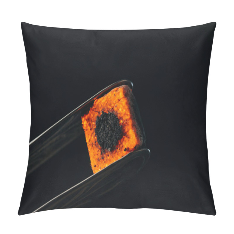 Personality  Hookah Tongs And Hot Coal Isolated On Black Pillow Covers