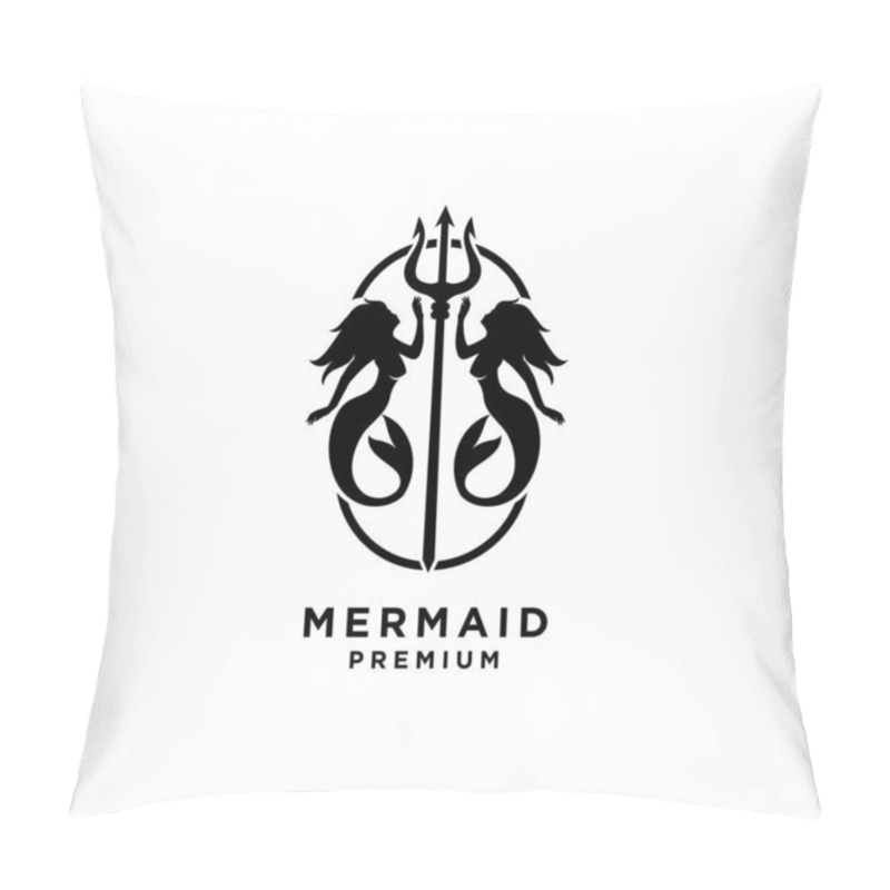 Personality  Mermaid Logo Icon Design Illustration Pillow Covers