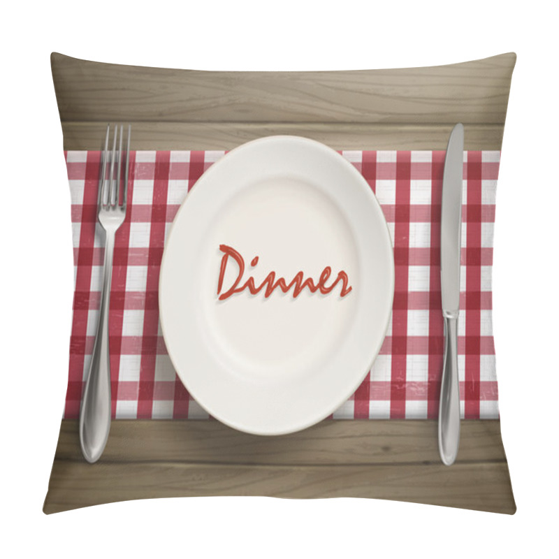 Personality  Dinner Word Written By Ketchup On A Plate Pillow Covers