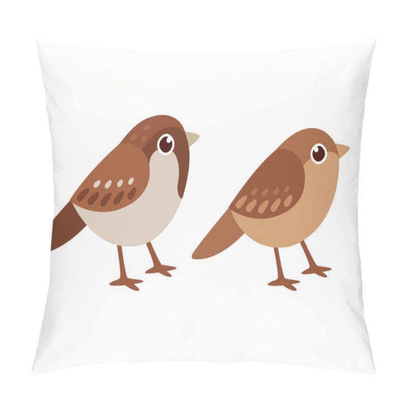 Personality  Male And Female Sparrows Pillow Covers