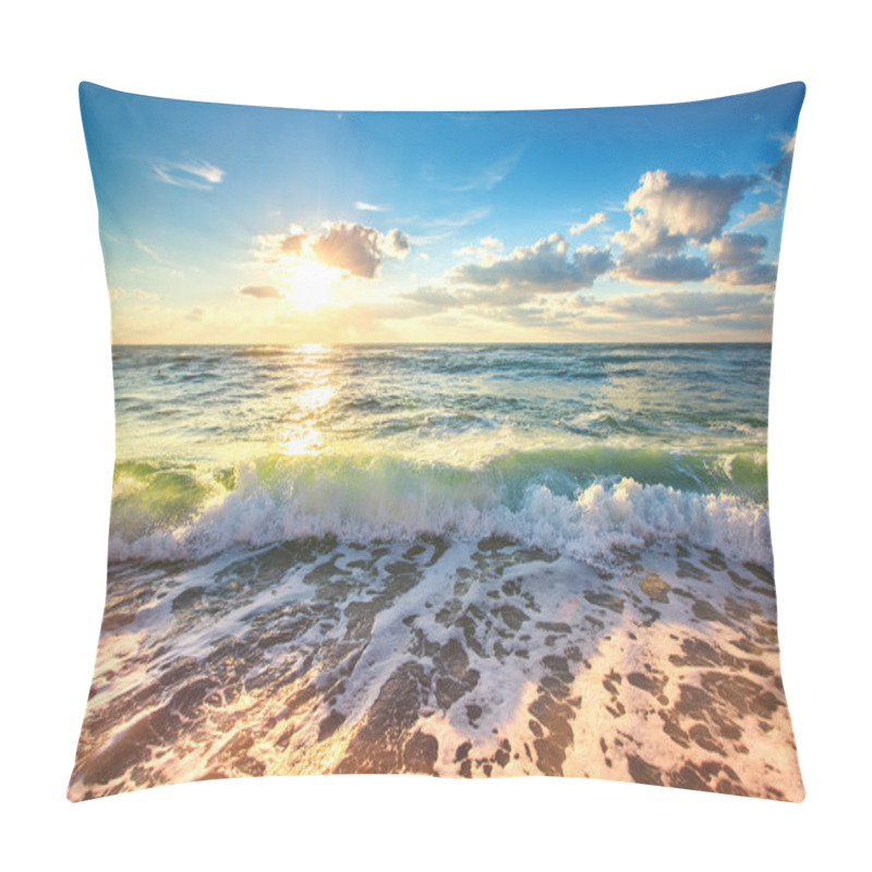 Personality  Beautiful Cloudscape Over The Sea, Sunrise Shot Pillow Covers