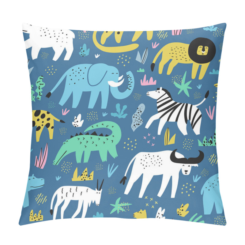 Personality  African Animals Flat Hand Drawn Seamless Pattern Pillow Covers