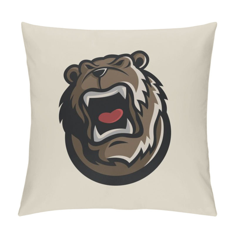 Personality  Bear Head Mascot, Suitable For Team Logos, Communities Or For Other Graphic Needs. Pillow Covers