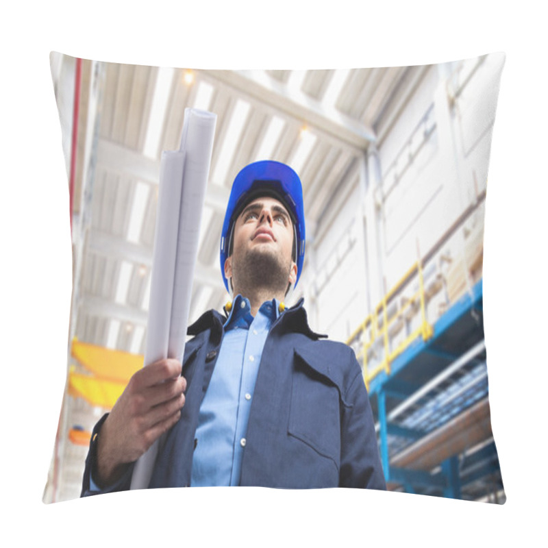 Personality  Industrial Worker In A Factory Pillow Covers