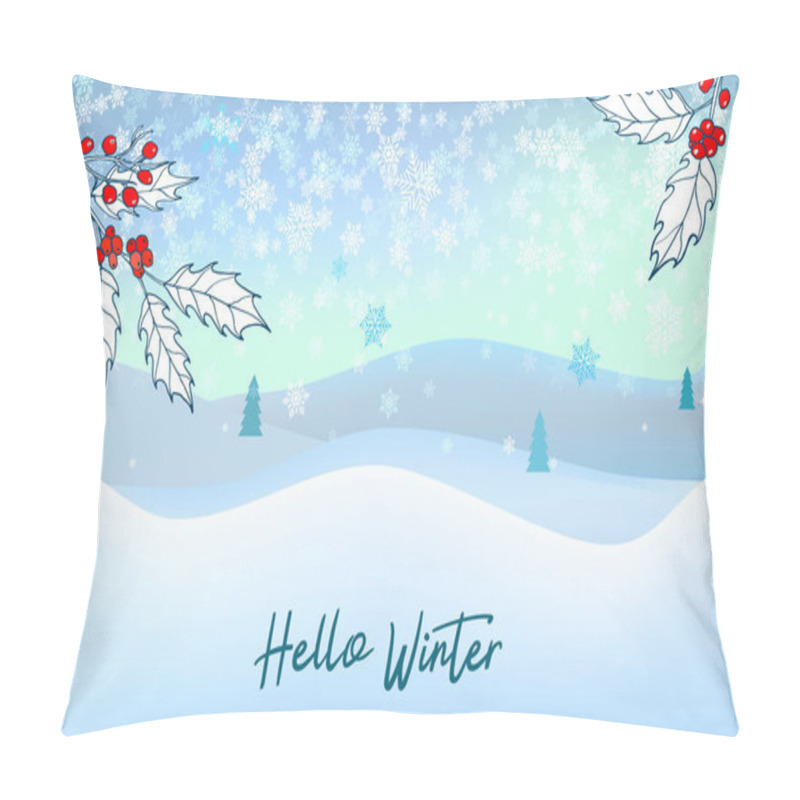 Personality  Christmas Greeting Card With Winter Landscape Pillow Covers