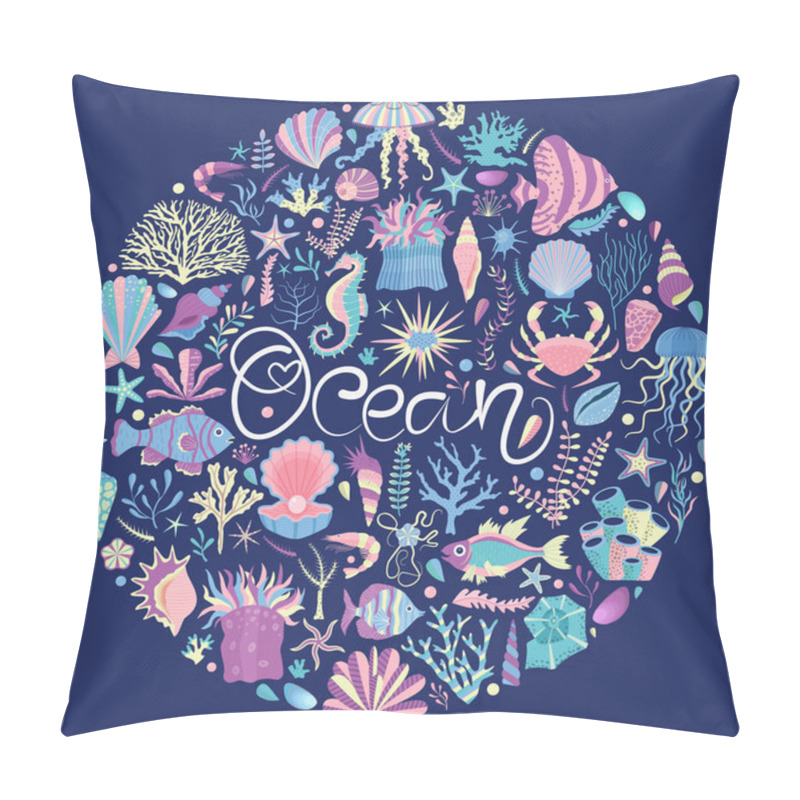 Personality  Underwater Sea Life In Circle Shape Pillow Covers