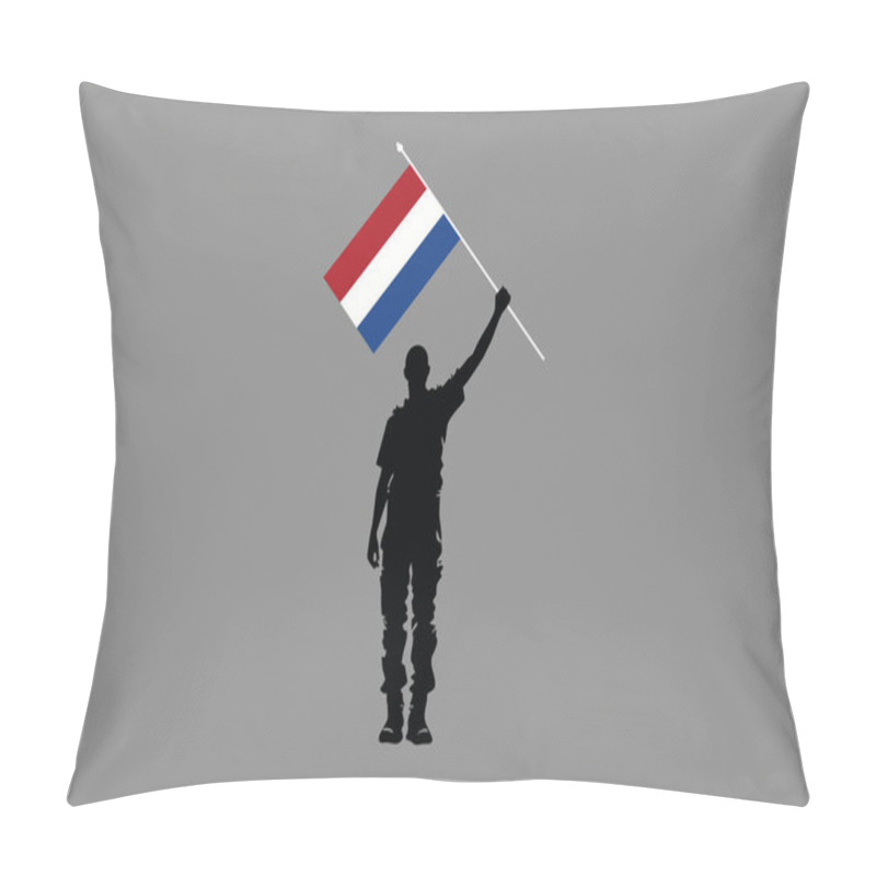 Personality  A Man Holding A Netherlands Flag, Netherlands Flag Vector Graphic, Netherlands Country Flag Is A Symbol Of Freedom, National Netherlands Flag, Vector Illustration Pillow Covers