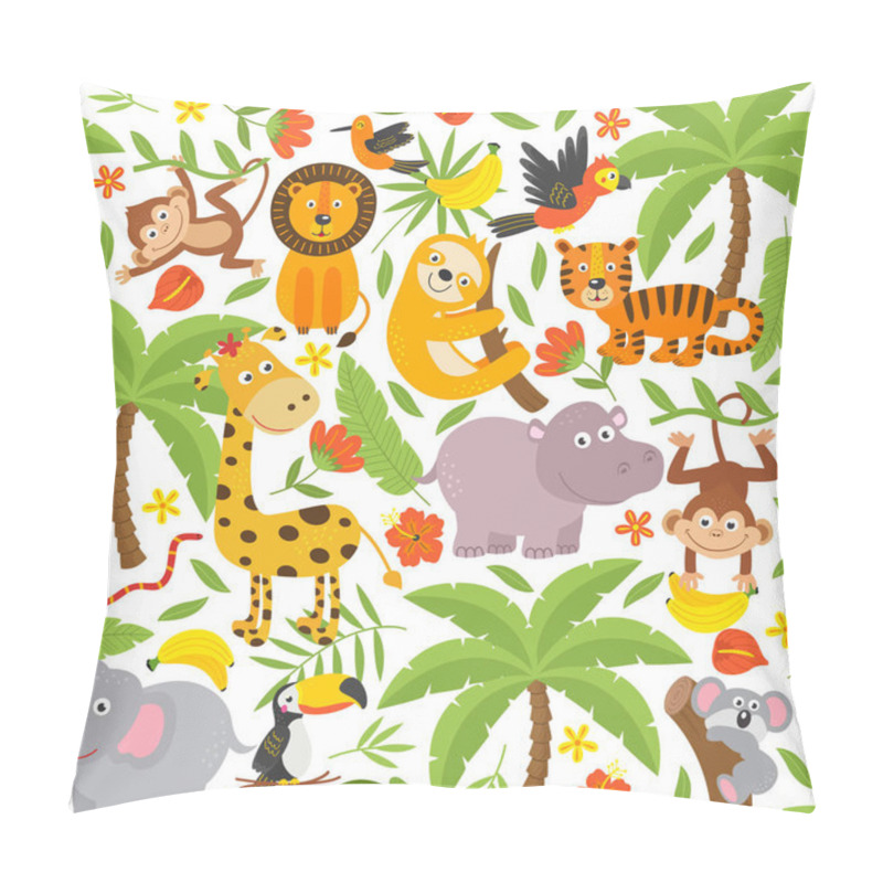 Personality  Seamless Pattern With Jungle Animals - Vector Illustration, Eps Pillow Covers