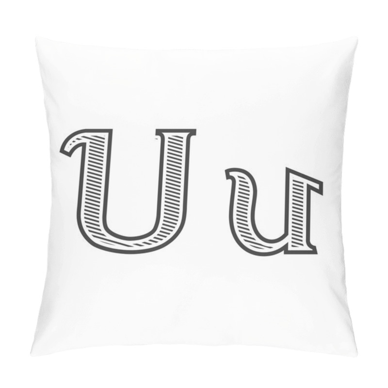 Personality  Font Tattoo Engraving Letter U With Shading Pillow Covers