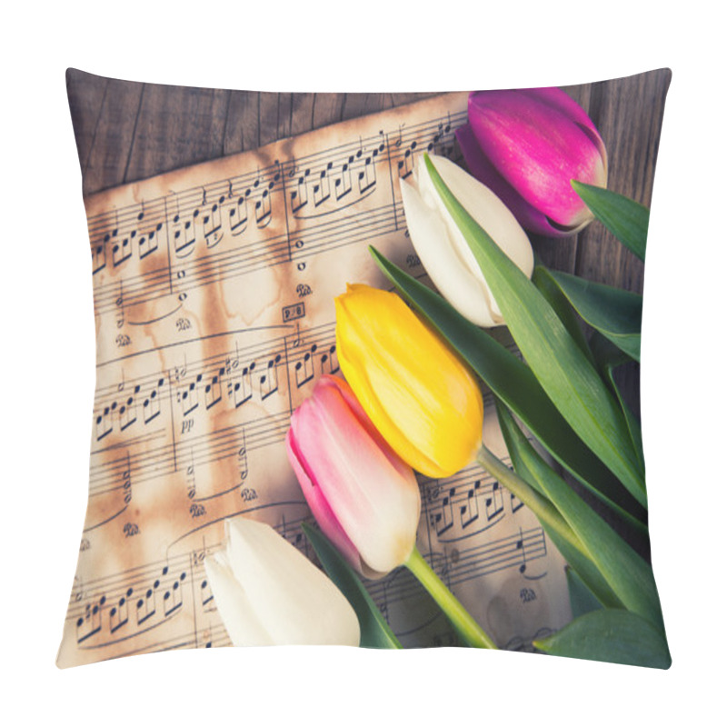 Personality  Tulips On A Music Notes Pillow Covers