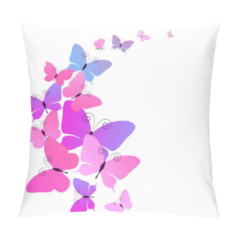 Personality  Pink Tender Butterflies Isolated On White Background Pillow Covers