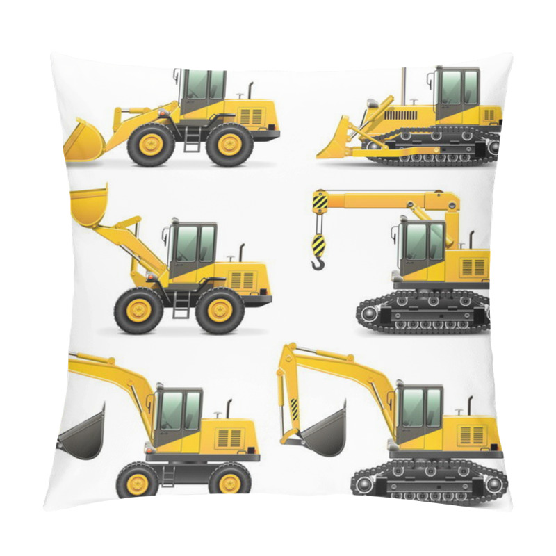 Personality  Vector Construction Machines Set 3 Pillow Covers