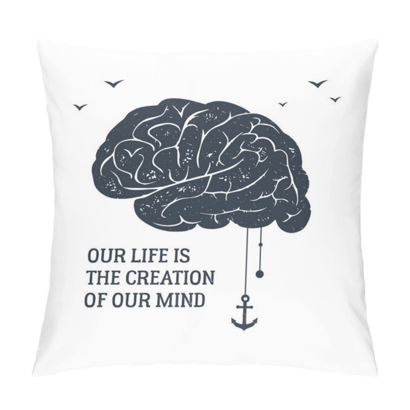 Personality  Hand Drawn Inspirational Label With Textured Brain Vector Illustration. Pillow Covers