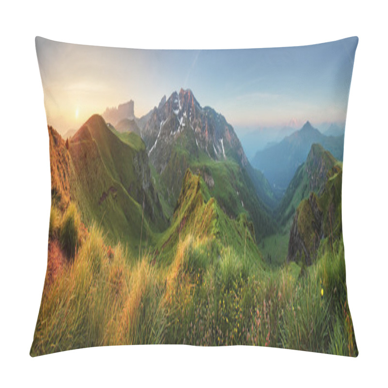 Personality  Mountain Sunrise Panorama In Dolomites, Passo Giau Pillow Covers