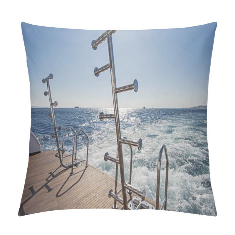 Personality  Ladders On The Back Of A Luxury Motor Yacht Pillow Covers