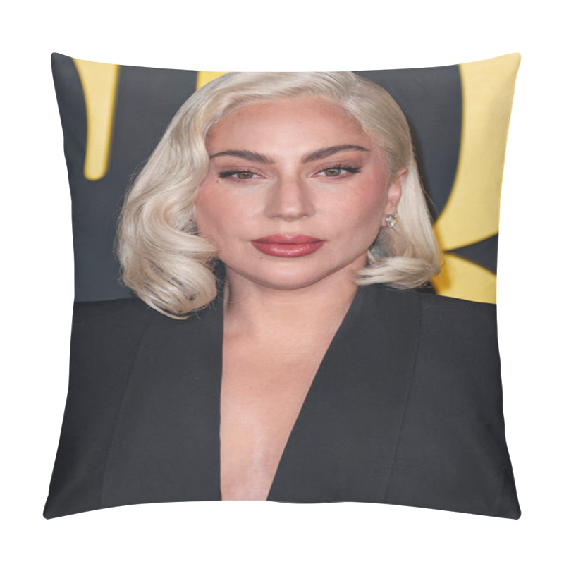 Personality  Lady Gaga (Stefani Joanne Angelina Germanotta) Wearing An Alexander McQueen Suit Arrives At The Los Angeles Special Screening Of Netflix's 'Maestro' Held At The Academy Museum Of Motion Pictures On December 12, 2023 In Los Angeles Pillow Covers