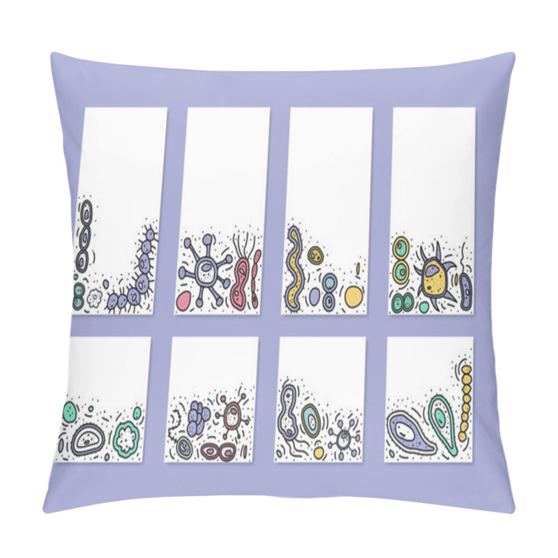 Personality  Bacteria Cells Set Composition. Vector Illustration. Pillow Covers