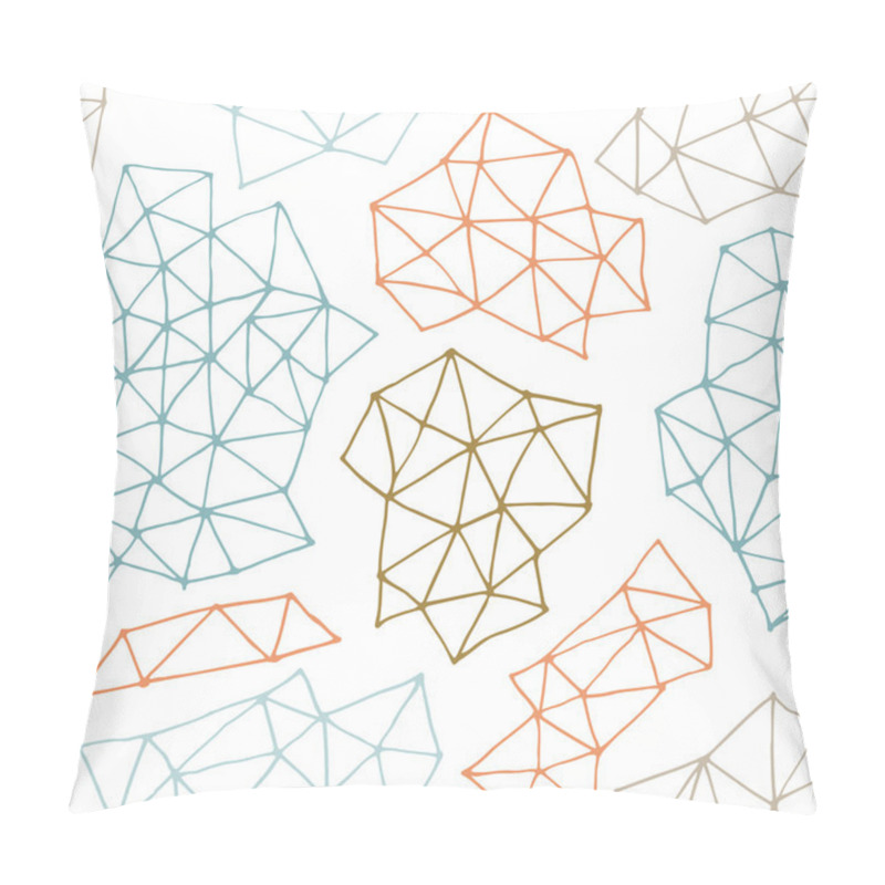 Personality  Vector Seamless  Pattern With Outline Geometrical Shapes. Hand Drawn Texture Comprises With Triangles And Dots. Pillow Covers