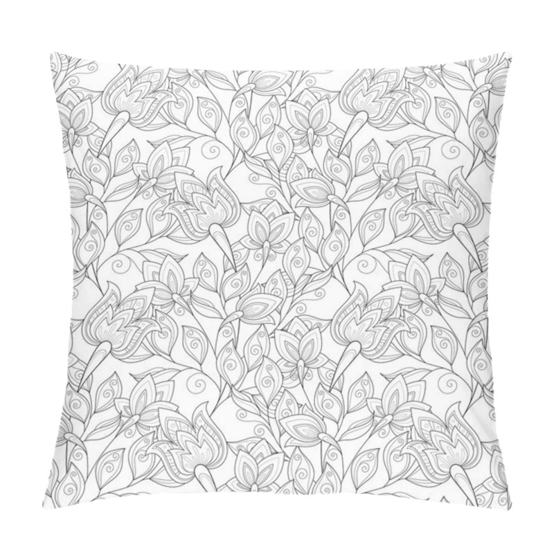 Personality  Seamless Monochrome Floral Pattern Pillow Covers