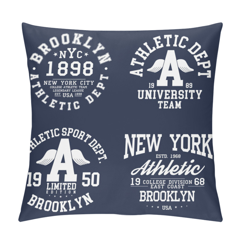 Personality  New York, Brooklyn Typography, Badges Set For T-shirt Print. Varsity Style T-shirt Graphics Pillow Covers