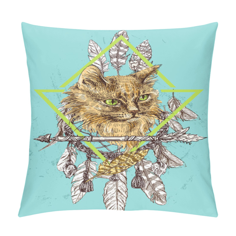 Personality  Sketch Of Cat Pillow Covers