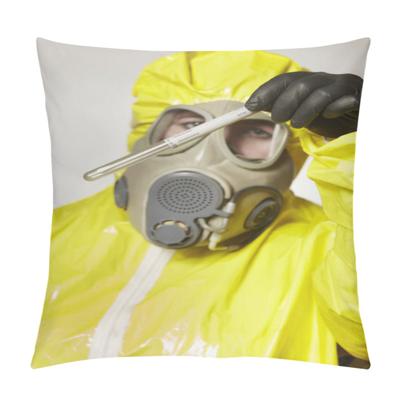 Personality  Specialist In Virus Protective Suit Getting Mucous Membrane Smear For Testing Pillow Covers