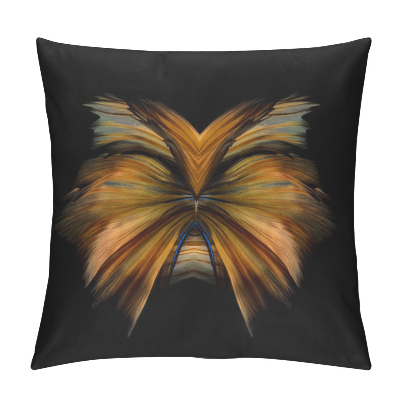 Personality  Abstract Fine Art Colourful Fish Tail Free Form Of Betta Fish Or Siamese Fighting Fish Isolated On Black Background Pillow Covers