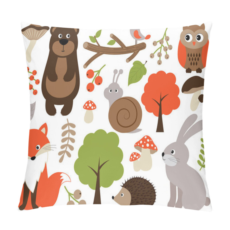 Personality  Vector Forest Animals Set. Vector Woodland Animals. Forest Animals Vector Illustration.  Pillow Covers