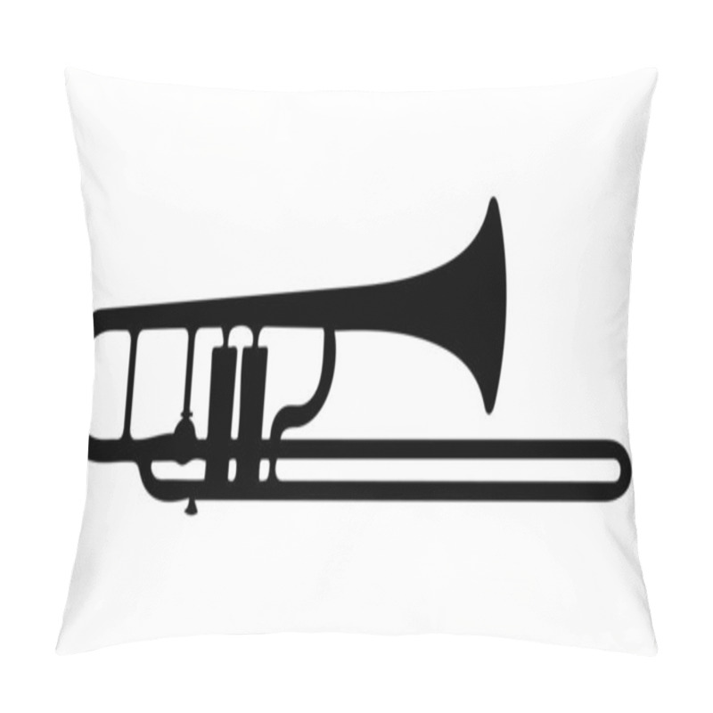 Personality  Trombone Silhouette Vector Art On White Background Pillow Covers