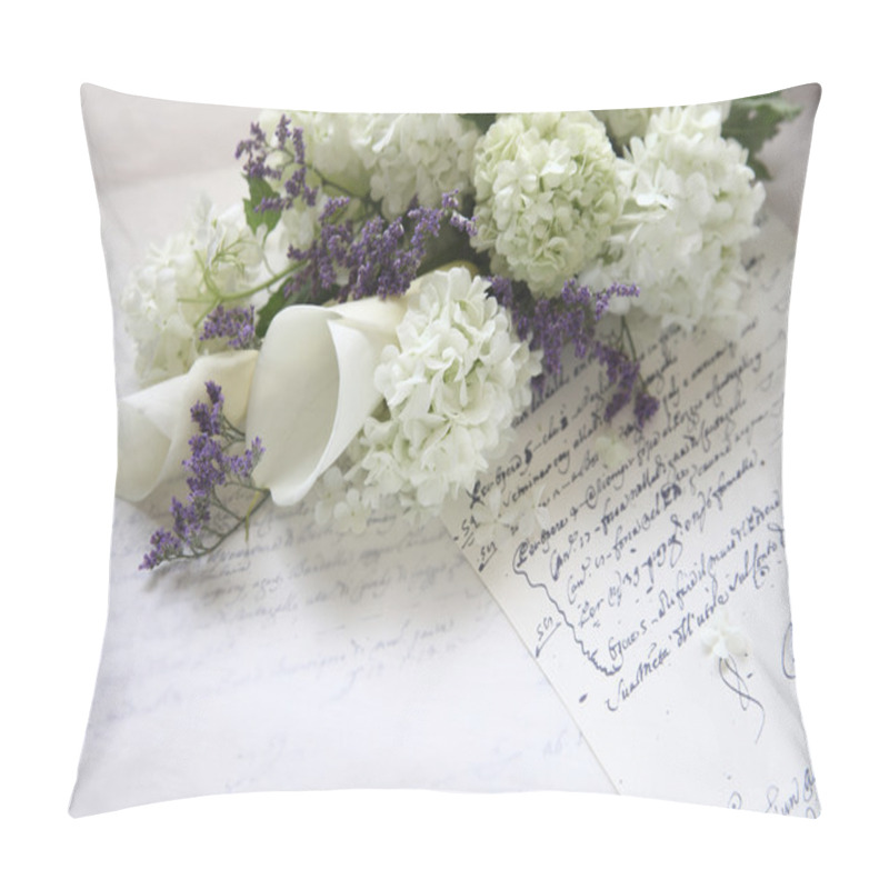 Personality  Hydrangea Flower Bouquet On Old Script Pillow Covers