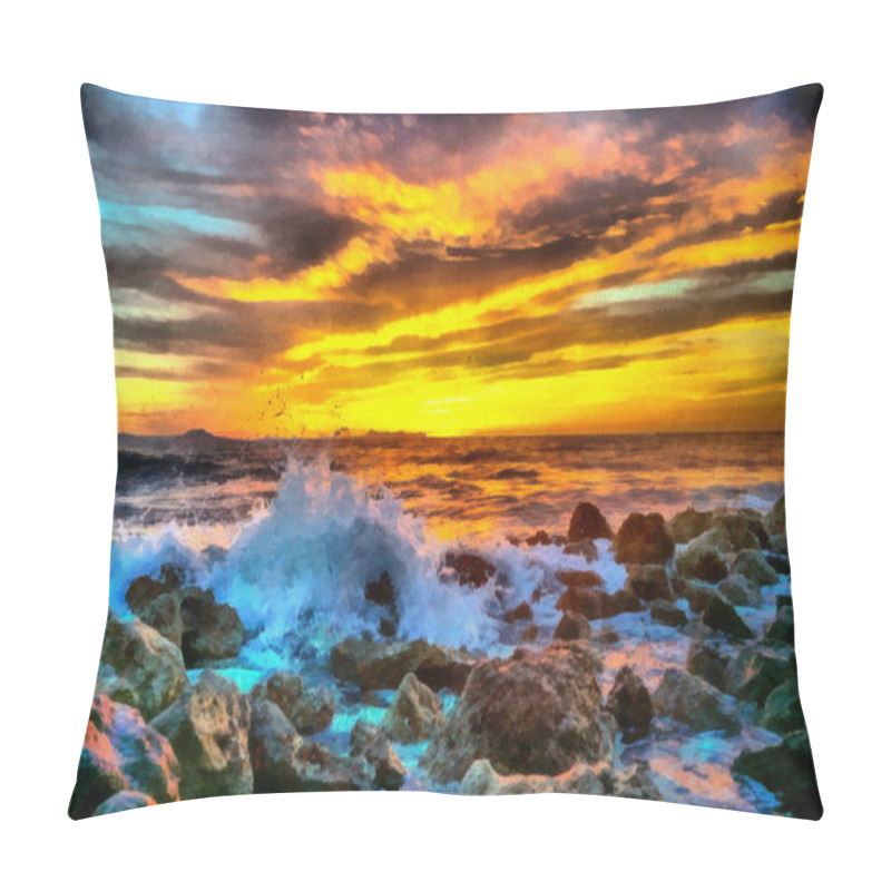 Personality  Sea Sunset, Oil Painting Pillow Covers