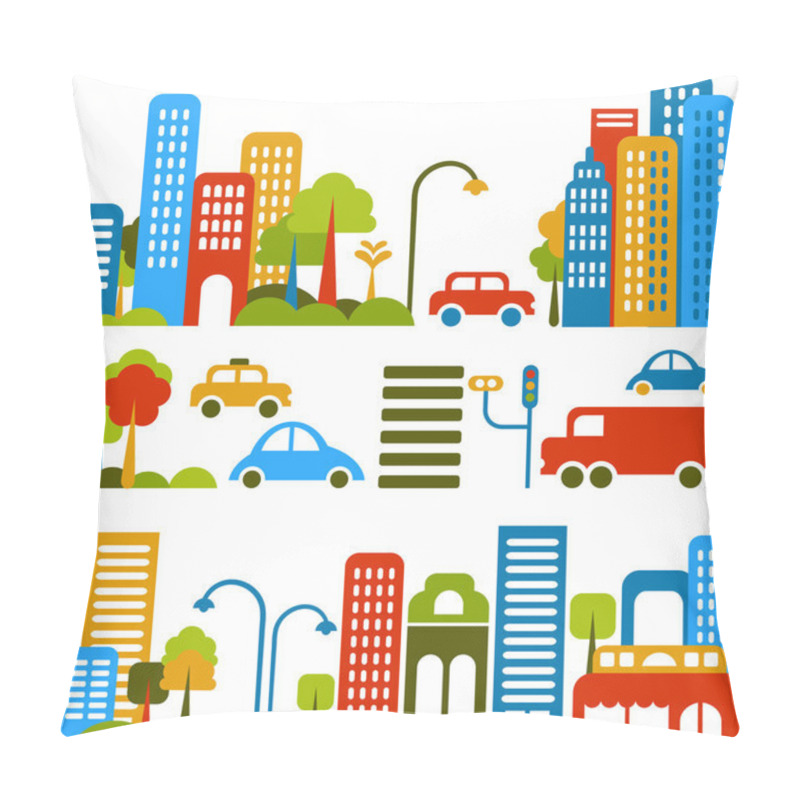 Personality  Cute Vector Illustration Of A City Stree Pillow Covers