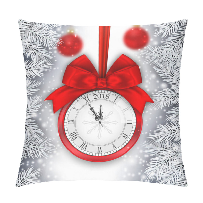 Personality  New Year Shimmering Background With Clock And Silver Branches Pillow Covers