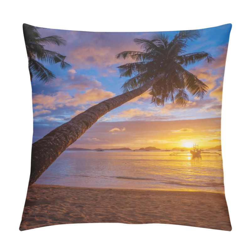 Personality  Beautiful Sunset Over The Sea With A View At Palms Pillow Covers