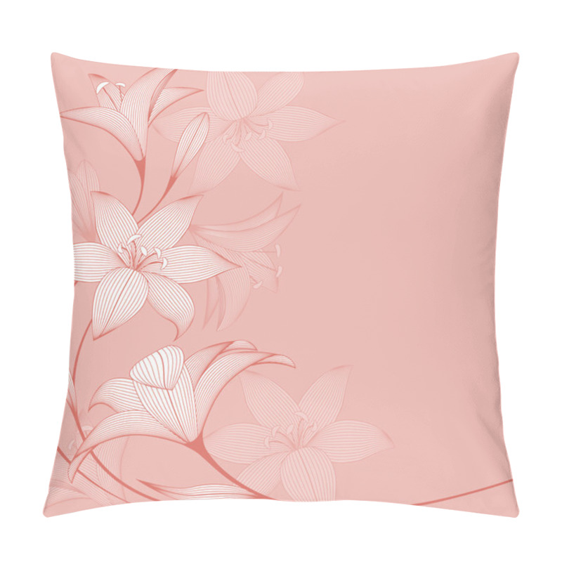 Personality  Monochrome Floral Background  With Abstract Lily Flowers. Vector Illustration. Pillow Covers