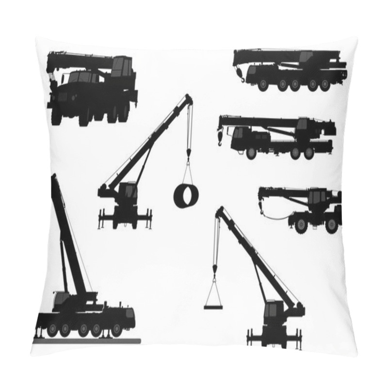 Personality  Set Crane Silhouette On A White Background. Pillow Covers